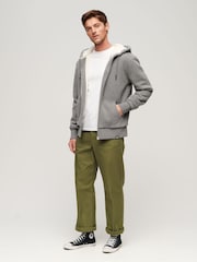 Superdry Grey Essential Borg Lined Zip-Up Hoodie - Image 2 of 5