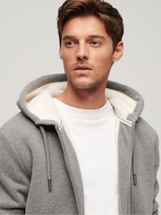 Superdry Grey Essential Borg Lined Zip-Up Hoodie - Image 3 of 5