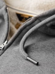 Superdry Grey Essential Borg Lined Zip-Up Hoodie - Image 5 of 5