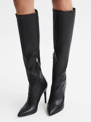 Reiss Black Carina Knee High Leather Boots - Image 3 of 6