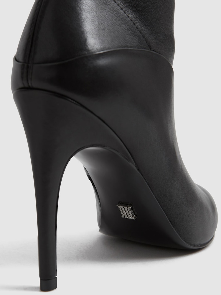 Reiss Black Carina Knee High Leather Boots - Image 6 of 6