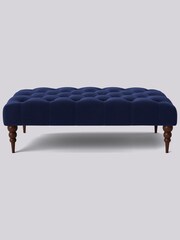 Swoon Easy Velvet Ink Blue Plymouth Rectangle Ottoman - Image 1 of 3