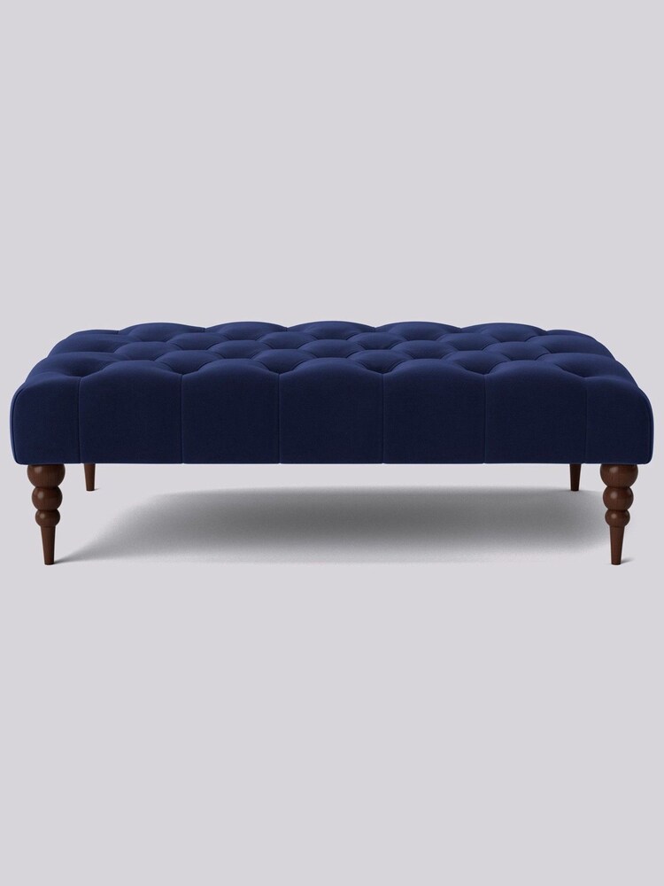 Swoon Easy Velvet Ink Blue Plymouth Rectangle Ottoman - Image 1 of 3
