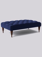 Swoon Easy Velvet Ink Blue Plymouth Rectangle Ottoman - Image 2 of 3