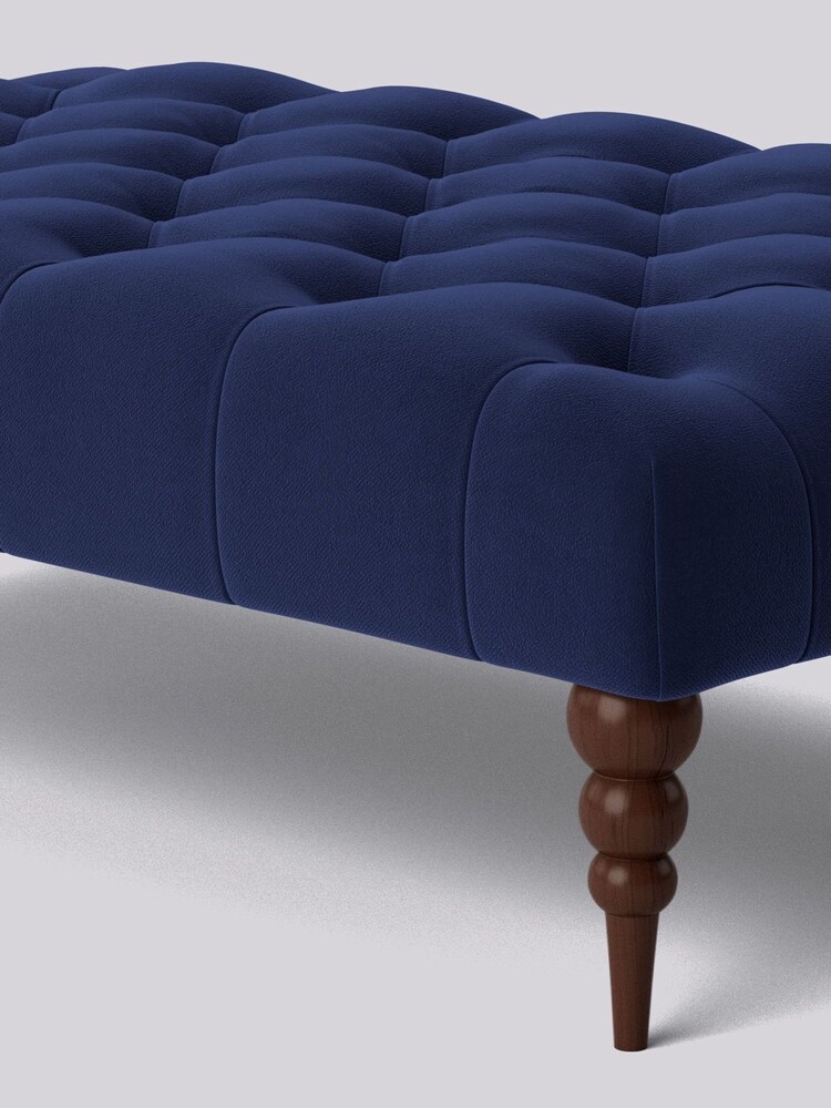 Swoon Easy Velvet Ink Blue Plymouth Rectangle Ottoman - Image 3 of 3