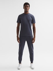 Reiss Airforce Blue Bradley Interlock Jersey Crew Neck T-Shirt - Image 3 of 6