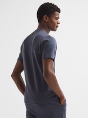 Reiss Airforce Blue Bradley Interlock Jersey Crew Neck T-Shirt - Image 5 of 6