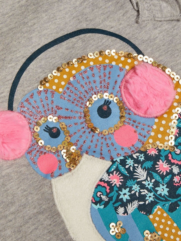 Monsoon Grey Owl Long Sleeve T-Shirt In Sustainable Cotton - Image 2 of 2