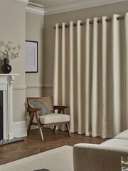Natural Next Chic Bouclé Eyelet Lined Curtains - Image 1 of 4