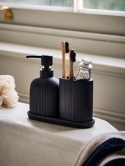 Set of 3 Black Dispenser, Tidy and Tray - Image 1 of 5