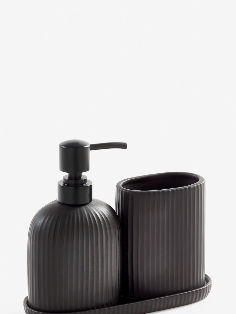 Set of 3 Black Dispenser, Tidy and Tray - Image 5 of 5