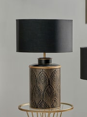 Pacific Black Deco Black Geo Art Deco Table Lamp - Image 1 of 3