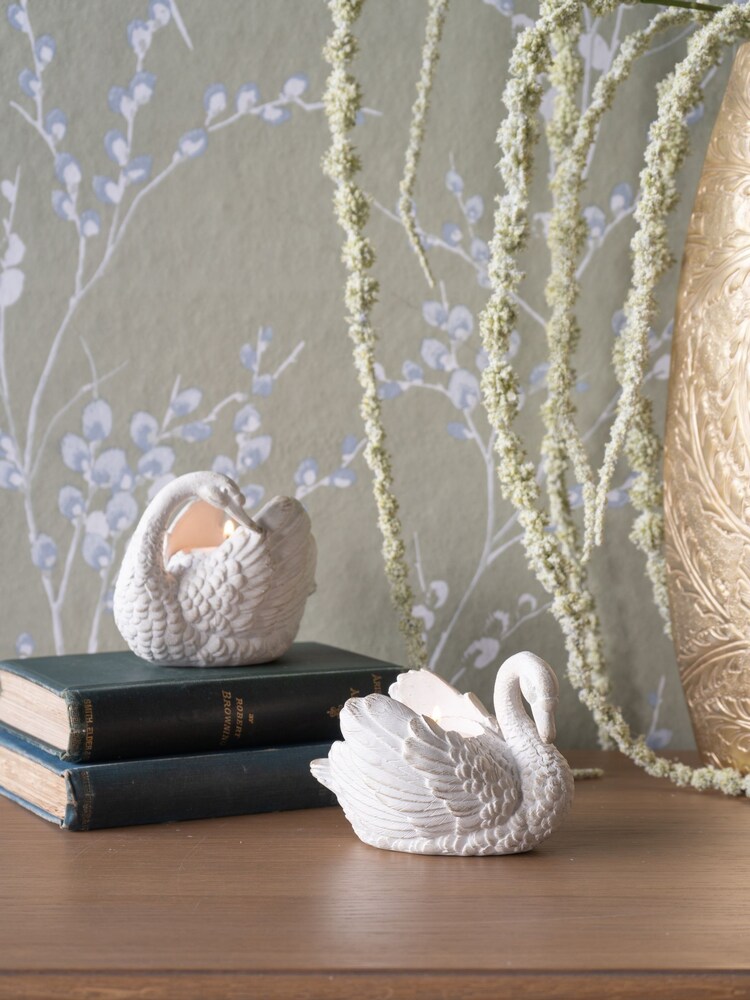 Laura Ashley White Swan Votive Candle Holder - Image 1 of 3