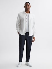 Reiss White Moritz Textured Button-Through Overshirt - Image 4 of 5