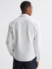 Reiss White Moritz Textured Button-Through Overshirt - Image 5 of 5