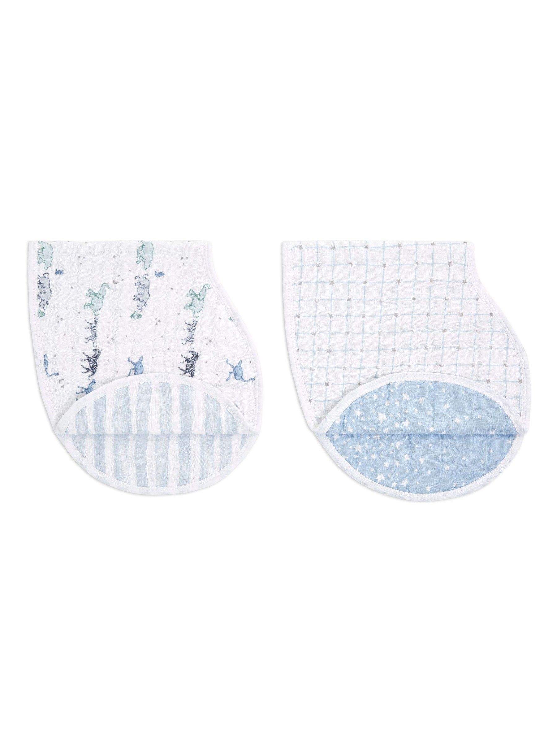 aden + anais White 100% Cotton Muslin Rising Star Burpy Bibs 2 Pack - Image 1 of 5