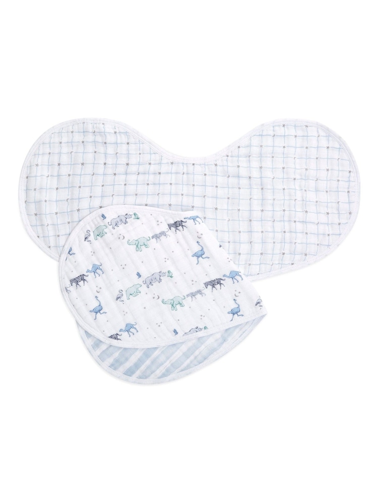 aden + anais White 100% Cotton Muslin Rising Star Burpy Bibs 2 Pack - Image 2 of 5