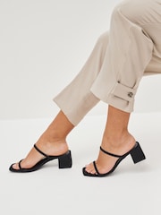 Black Regular/Wide Fit Forever Comfort® Two Band Block Heel Mules - Image 1 of 7
