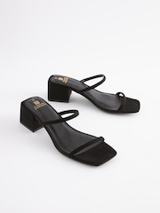 Black Regular/Wide Fit Forever Comfort® Two Band Block Heel Mules - Image 4 of 7