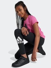 Schwarz - adidas Sportswear Essentials Baumwoll-Leggings mit grossem Logo - Bild 1 von 9