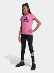 Schwarz - adidas Sportswear Essentials Baumwoll-Leggings mit grossem Logo - Bild 2 von 9