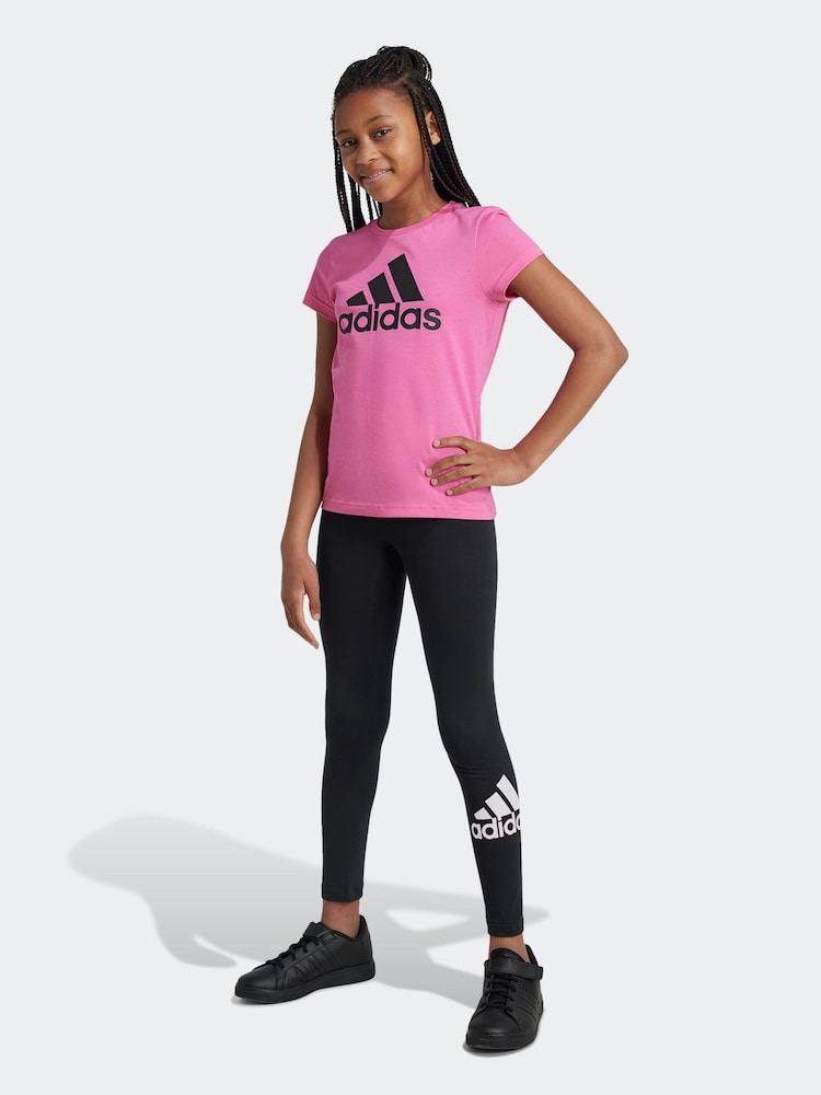 Schwarz - adidas Sportswear Essentials Baumwoll-Leggings mit grossem Logo - Bild 2 von 9