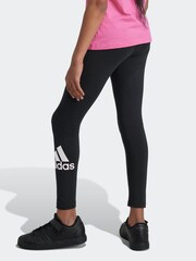 Schwarz - adidas Sportswear Essentials Baumwoll-Leggings mit grossem Logo - Bild 3 von 9