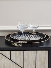 Libra Set of 2 Black/Gold Trays With Geo Design - Image 1 of 3