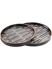 Libra Set of 2 Black/Gold Trays With Geo Design - Image 2 of 3