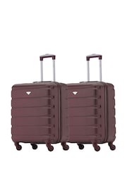 Flight Knight Burgundy + Burgundy EasyJet 56x45x25cm Overhead 4 Wheel ABS Hard Case Cabin Carry On Suitcase Set Of 2 - Image 1 of 8