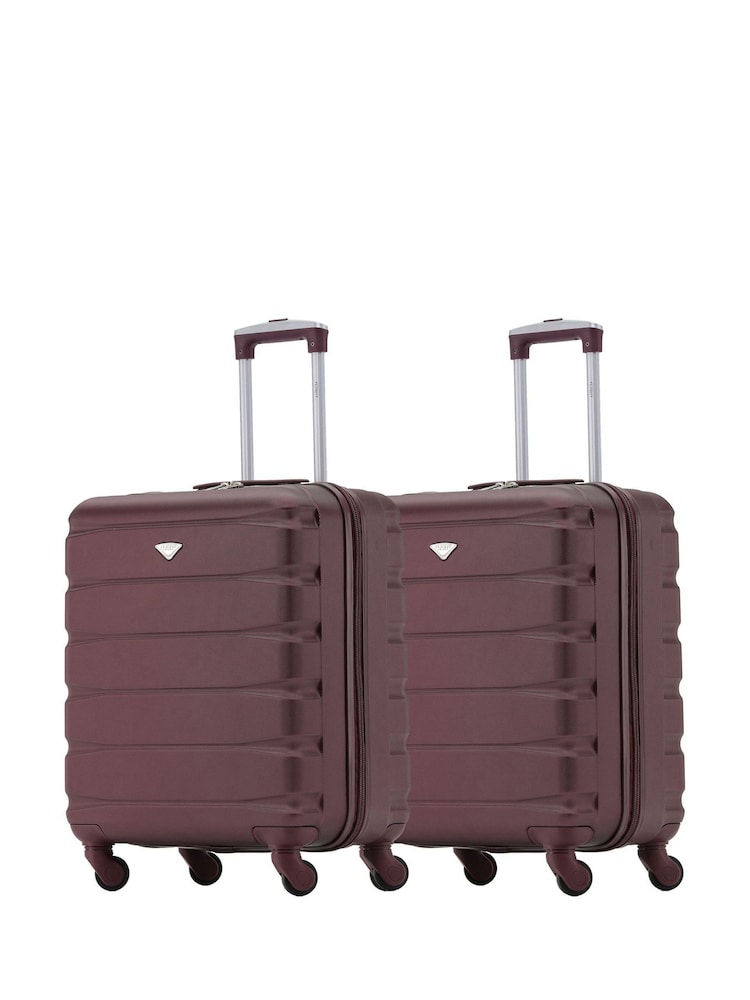 Flight Knight Burgundy + Burgundy EasyJet 56x45x25cm Overhead 4 Wheel ABS Hard Case Cabin Carry On Suitcase Set Of 2 - Image 1 of 8