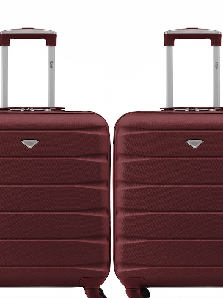 Flight Knight Burgundy + Burgundy EasyJet 56x45x25cm Overhead 4 Wheel ABS Hard Case Cabin Carry On Suitcase Set Of 2 - Image 2 of 8