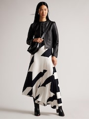 Ted Baker Black Fitted Clarya Panelled Leather Jacket - Image 1 of 5
