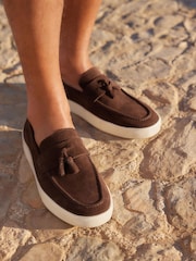 Brown Suede Tassel Loafers - Image 1 of 6