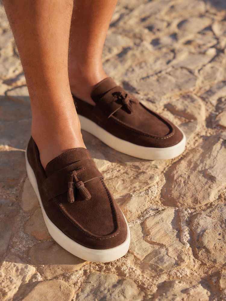 Brown Suede Tassel Loafers - Image 1 of 6