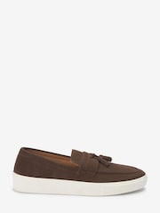 Brown Suede Tassel Loafers - Image 2 of 6