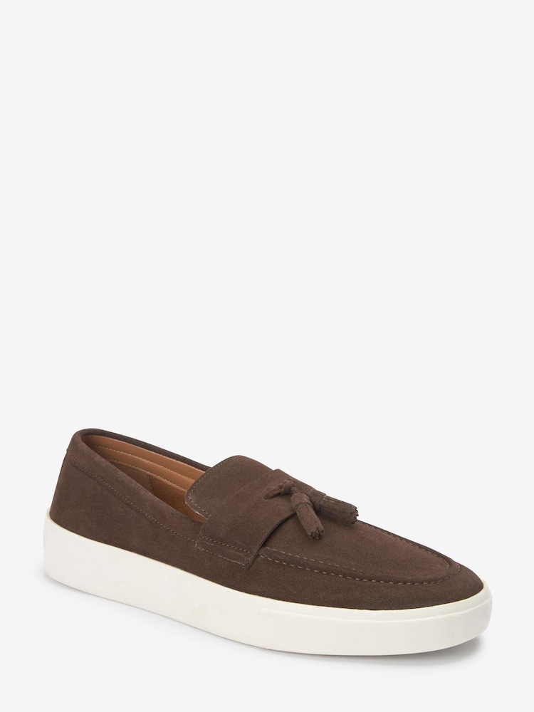 Brown Suede Tassel Loafers - Image 3 of 6
