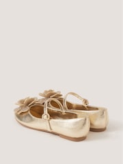 Monsoon Gold Rhinestone Flower Mary Jane Ballet Flats - Image 2 of 3