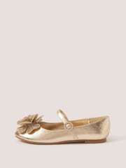 Monsoon Gold Rhinestone Flower Mary Jane Ballet Flats - Image 3 of 3