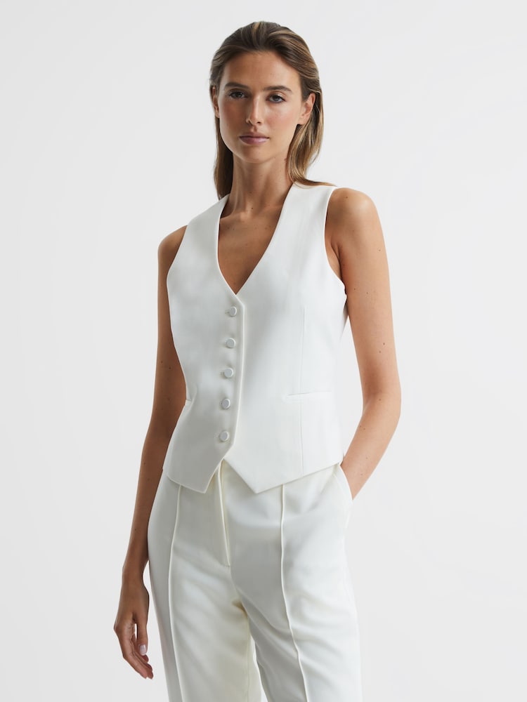 Reiss White Taite Tuxedo Waistcoat - Image 1 of 7
