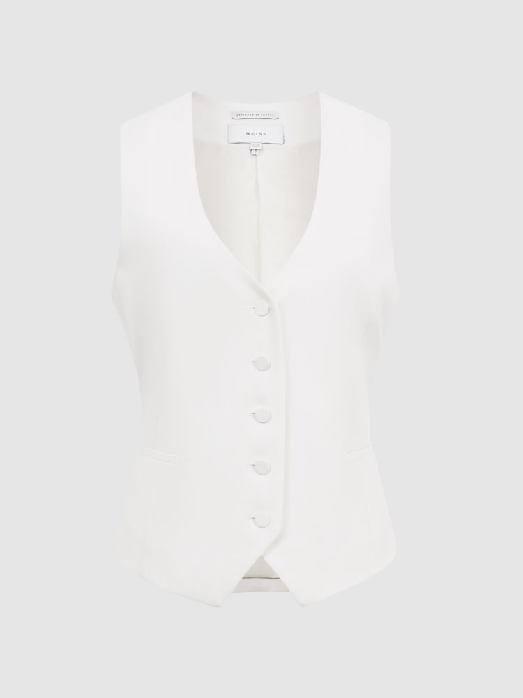 Reiss White Taite Tuxedo Waistcoat - Image 2 of 7