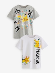 Siva melirana/ bela - 100% bombažna majica z licenco Pokémon 2 Paket (4-16leto) - Slika 1 iz 3