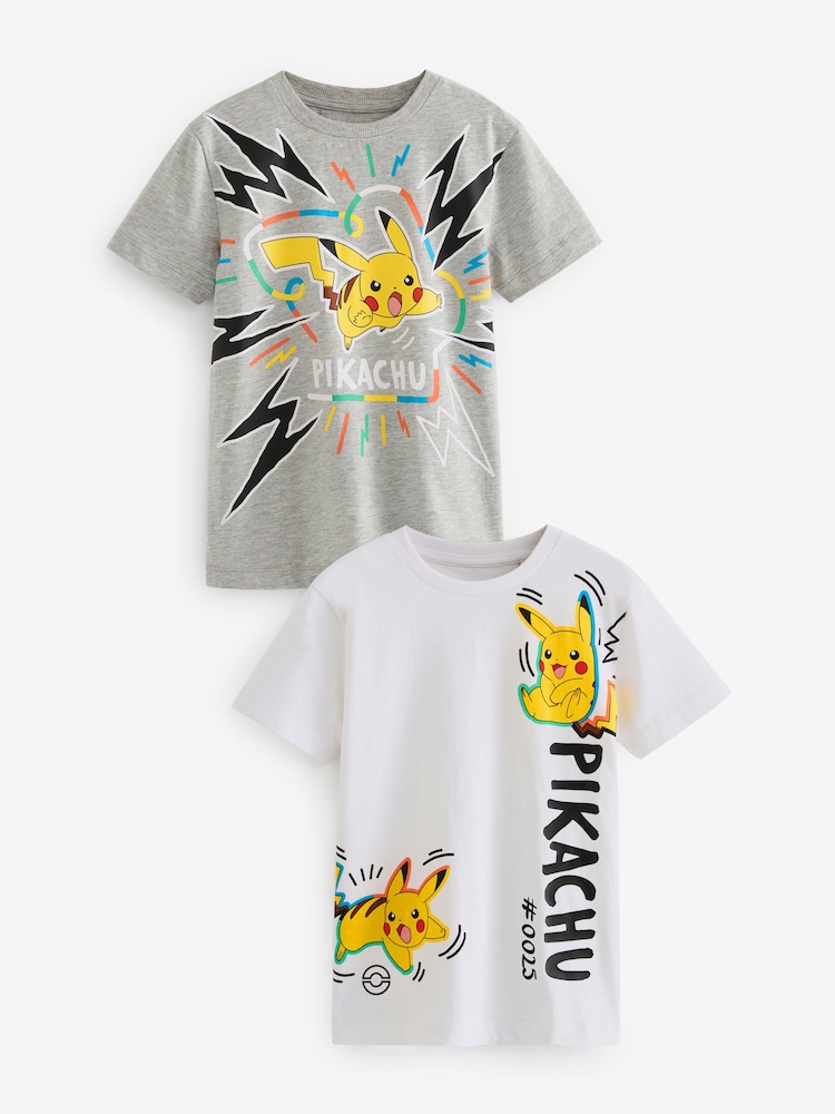 Siva melirana/ bela - 100% bombažna majica z licenco Pokémon 2 Paket (4-16leto) - Slika 1 iz 3
