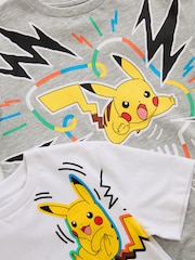 Siva melirana/ bela - 100% bombažna majica z licenco Pokémon 2 Paket (4-16leto) - Slika 3 iz 3