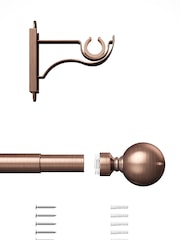 Antique Copper Klick Fit Ball Finial Extendable Curtain Pole Kit 28mm - Image 5 of 5