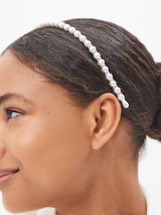 Silver Tone Sparkle Pearl Effect Headband - Image 2 of 3