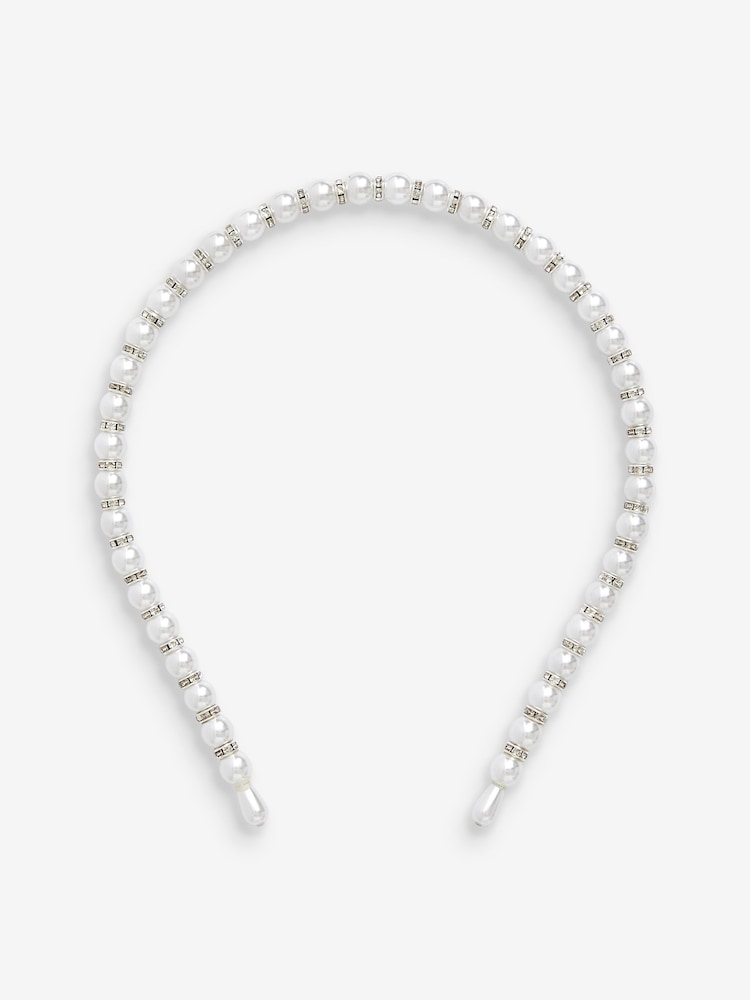 Silver Tone Sparkle Pearl Effect Headband - Image 3 of 3