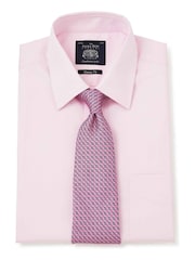 Розовый - Savile Row Company Classic Fit Twill 100% Cotton Single Cuff Formal Shirt - Image 2 of 5