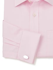 Розовый - Savile Row Company Classic Fit Twill 100% Cotton Single Cuff Formal Shirt - Image 5 of 5