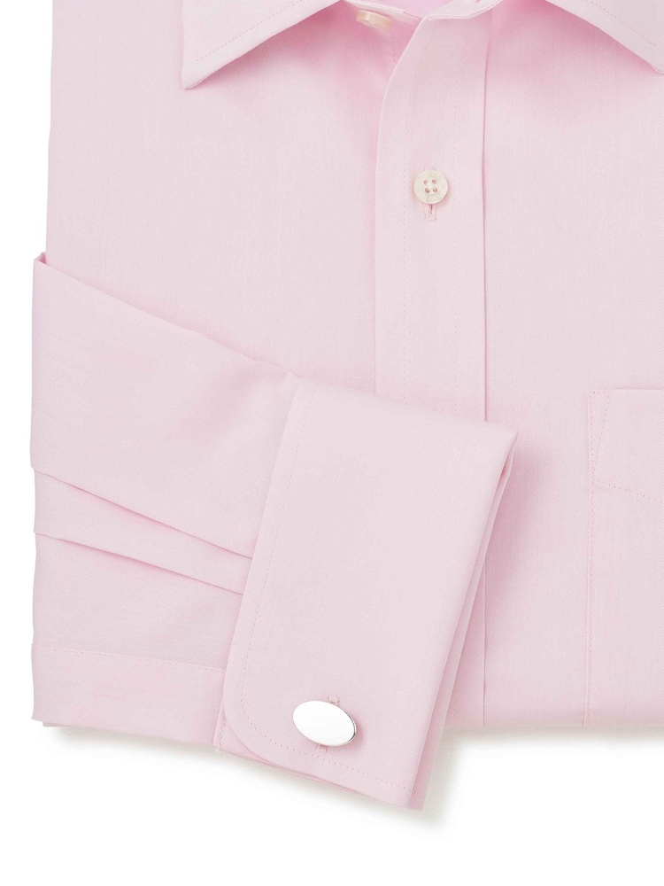 Розовый - Savile Row Company Classic Fit Twill 100% Cotton Single Cuff Formal Shirt - Image 5 of 5